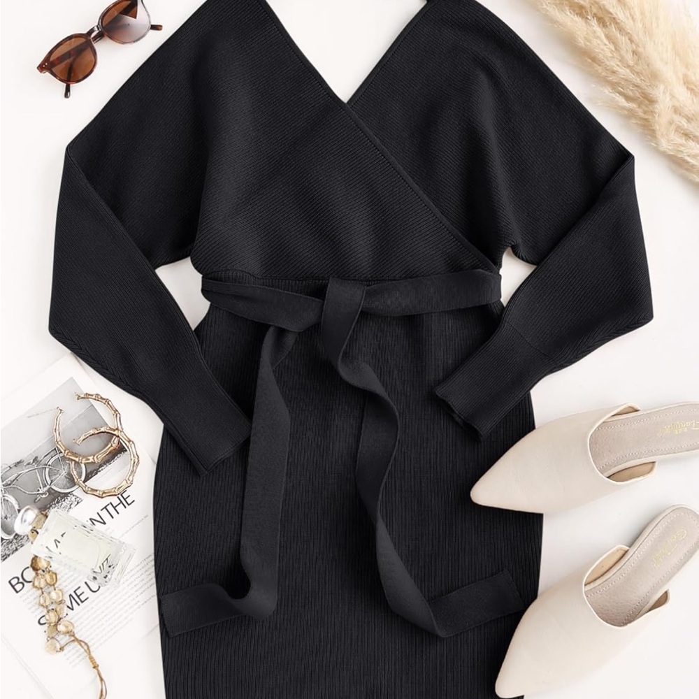 Elegant Black Wrap Dress